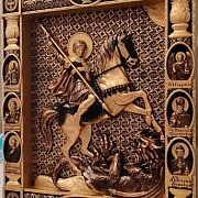 Резная Икона Святой Георгий Победоносец — фотография 3