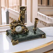 Бронзовые часы «Шахтёрские» с одним пеналом — оригинальный подарок — фотография 1