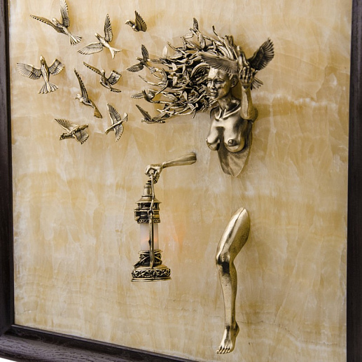 Бронзовая картина "Птицы" с подсветкой купить с доставкой Бронзовая картина "Птицы" с подсветкой