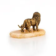 Бронзовая композиция «Лев и львёнок» на ониксе — фотография 6