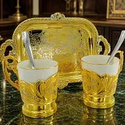 Кофейная пара из фарфора "Узорная". Златоуст — оригинальный подарок — фотография 1