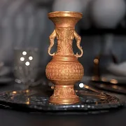 Бронзовая ваза с ручками-слонами — фотография 1