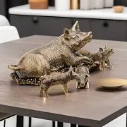 Ручная работа: Скульптура «Свинья с поросятами» из бронзы — фотография 1