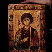 Икона "Святой Пантелеймон-целитель" дерево — красивый подарок — фотография 1