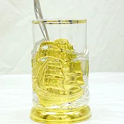 Латунный подстаканник «Корабли» — красивый подарок — фотография 4
