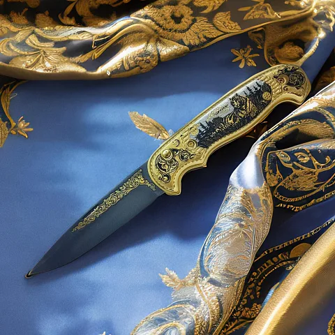 Увеличенный складной дамасский нож «Тигр» — оригинальный подарок